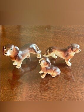 Set of Three Brown vintage China Dachshund Figurines